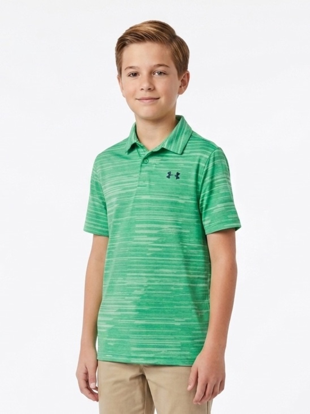 Under Armour Youth Boy XL Green Polo Short Sleeve Golf Shirt Top Sporty Preppy